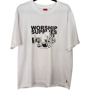 Worship Supplies Men's Medium White Graphic T-Shirt NWT